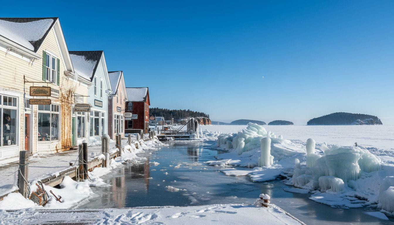 Better than Mackinac where ferries stop and Bayfield keeps frozen lake access for