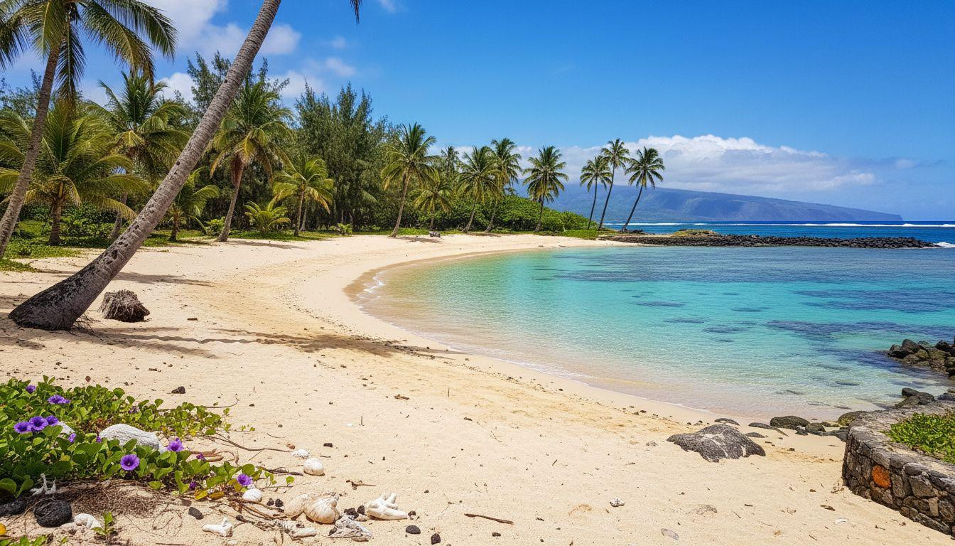 This golden sand reef at mile 20 holds Molokai's clearest snorkel water