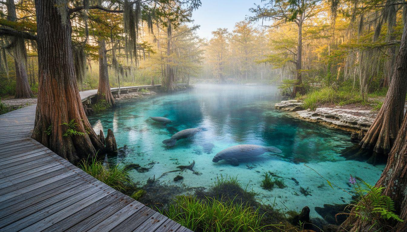 8 brackish springs where morning fog hides manatees in 72°F silence