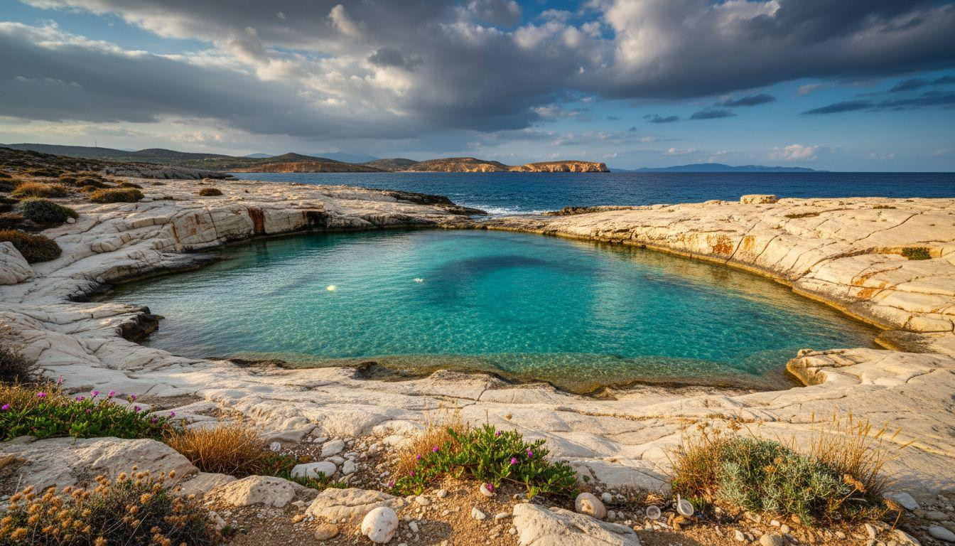 This Greek island hides natural pools where turquoise water stays calm between beaches