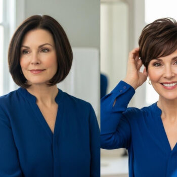 At 52 she chose this pixie detail and her face looks 20% slimmer in photos