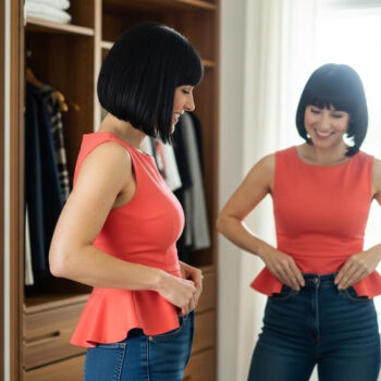 Neither fitted tees nor oversized tunics: these 7 structured tops balance high-waisted jeans