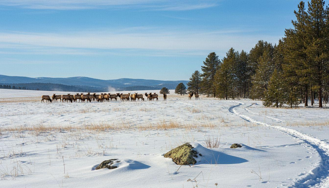 9 snowshoe routes where elk herds cross white prairie 11 miles from hot springs