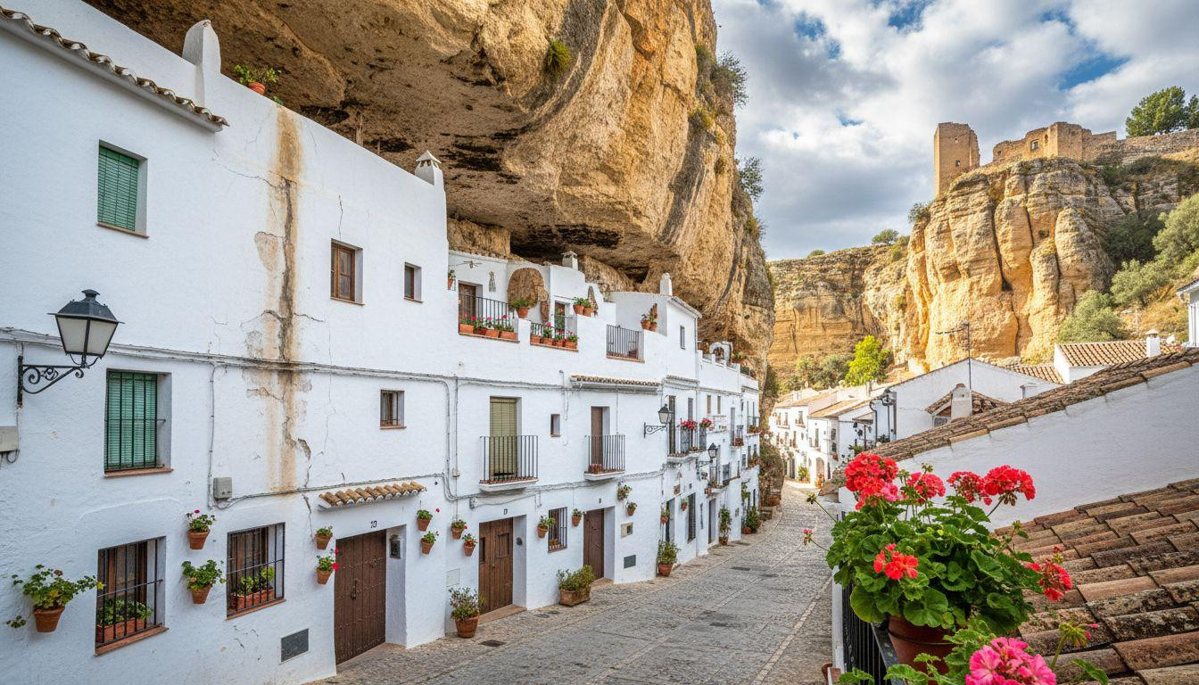 This Spanish town built white houses under rock ledges instead of roofs