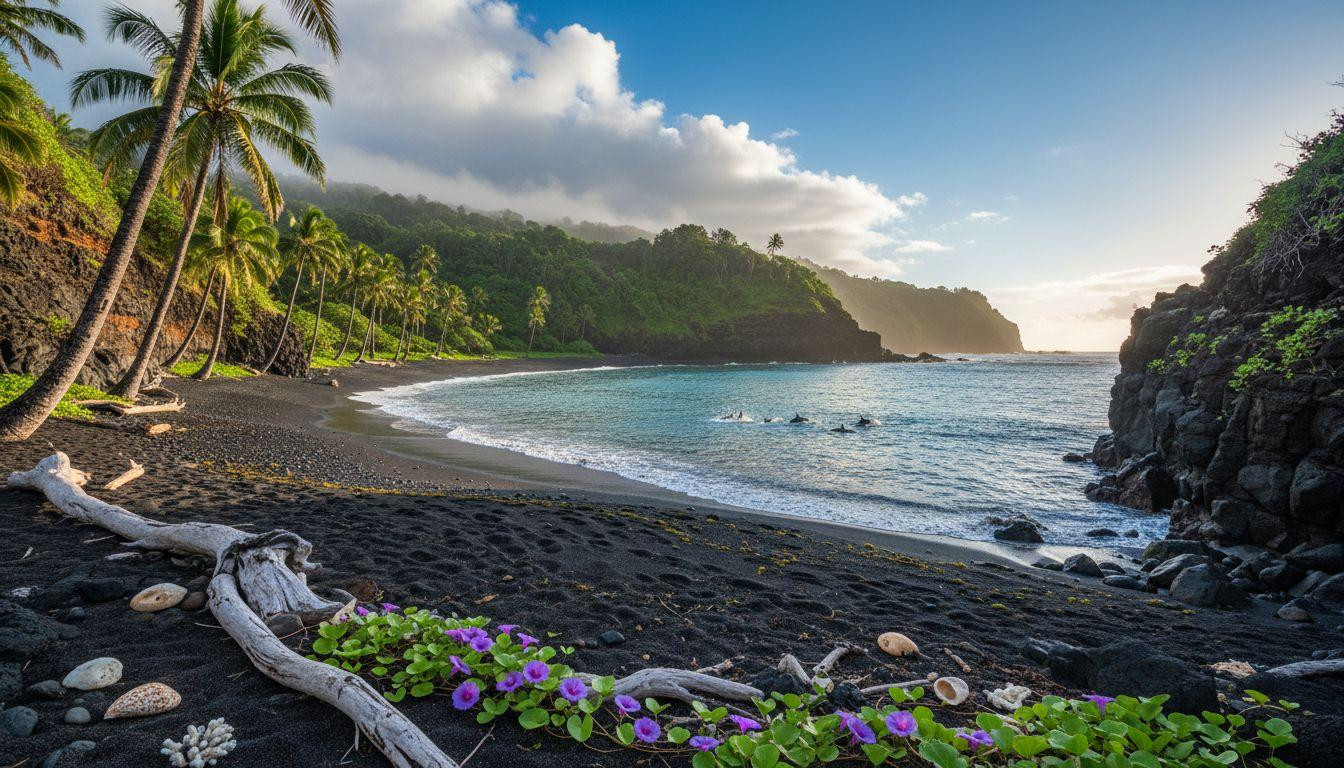 Better than Punalu'u where tour buses cost crowds and Kehena keeps dolphins for free
