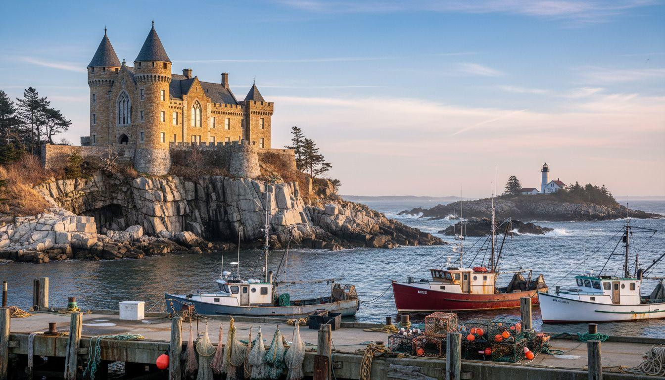 This Massachusetts castle watches fishing nets dry from medieval cliffs