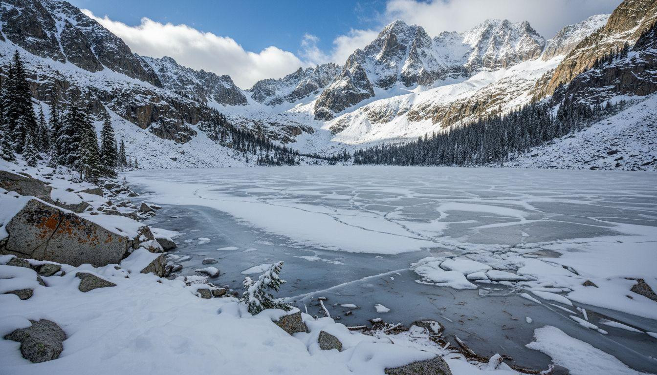 6 alpine lakes freeze solid above 5,000 feet where ice cracks echo through empty basins