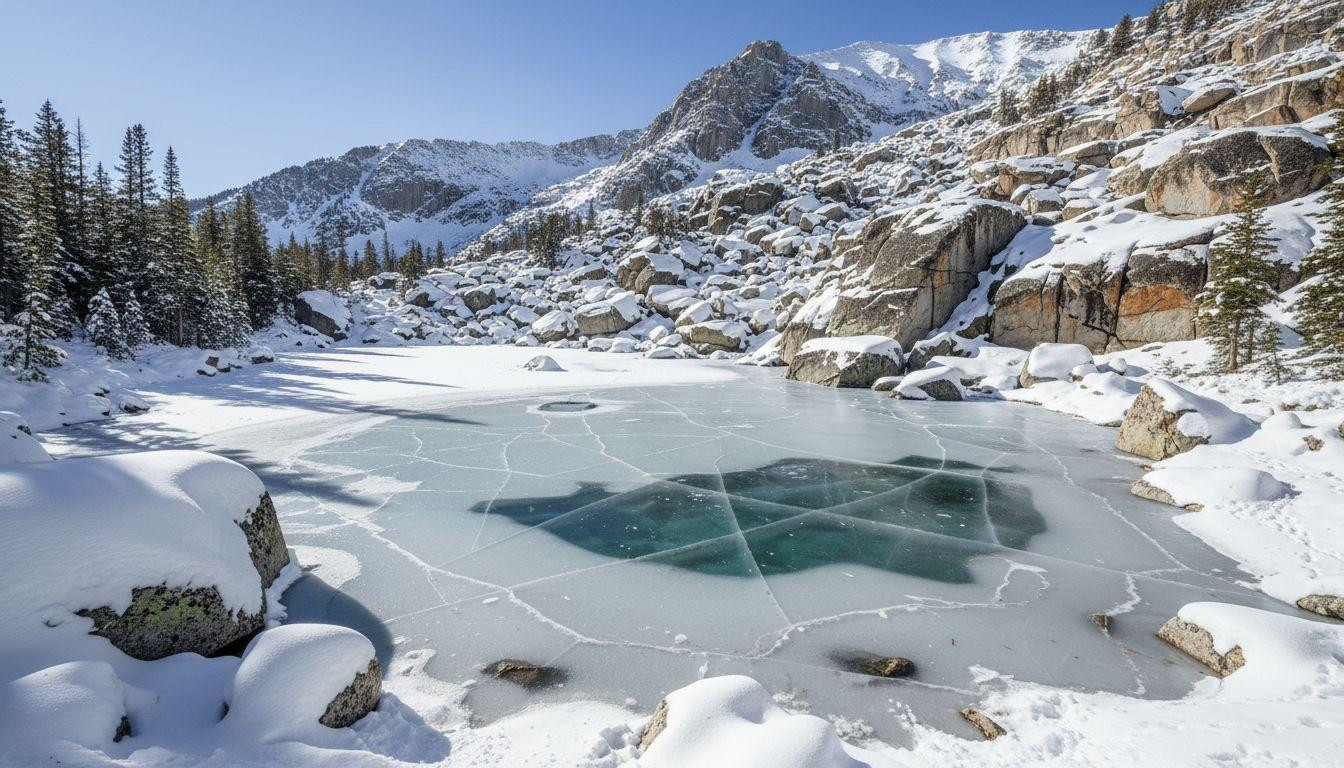 This Colorado lake sits in a boulder basin where 150 snowshoers replace summer's 10,000 hikers
