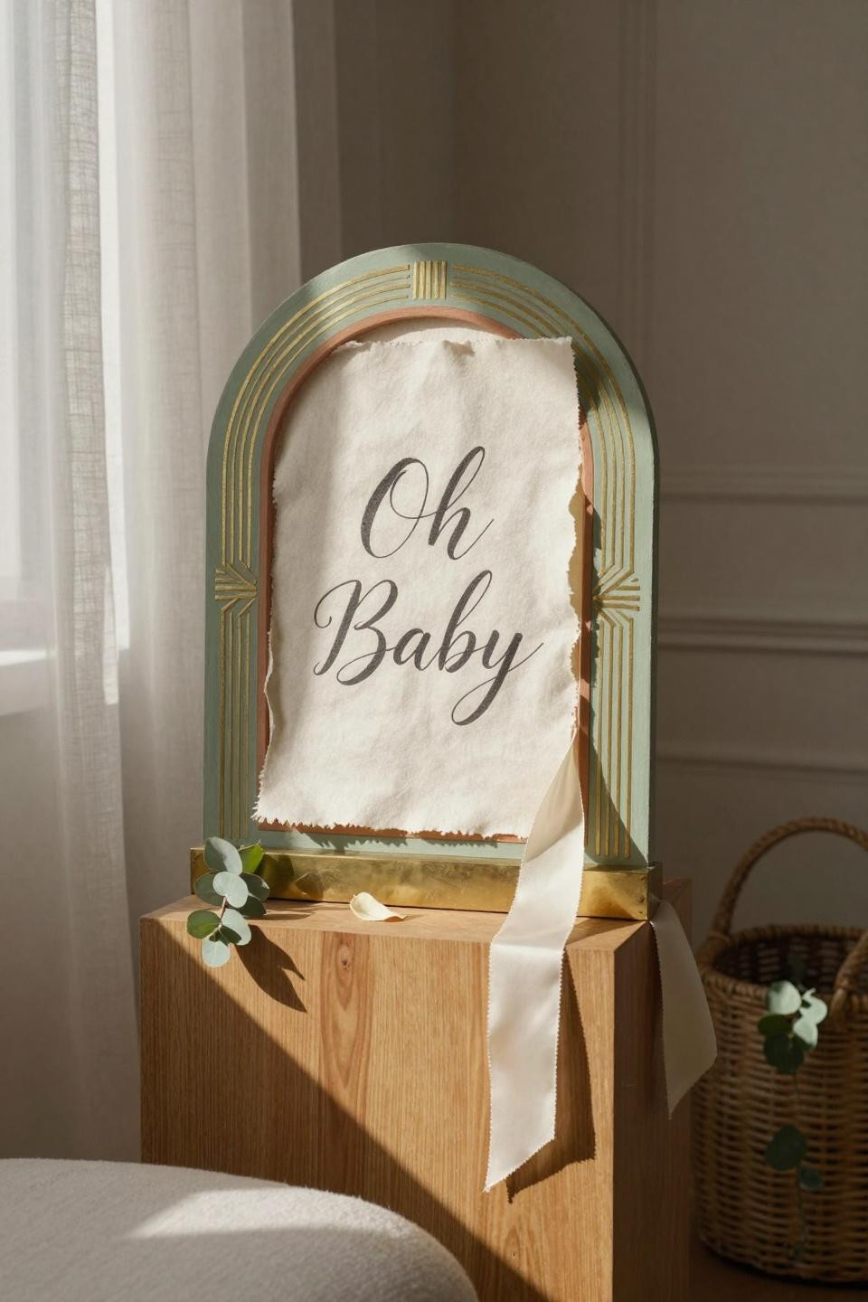 Baby Shower Welcome Sign - Art Deco inspired arch with custom paper