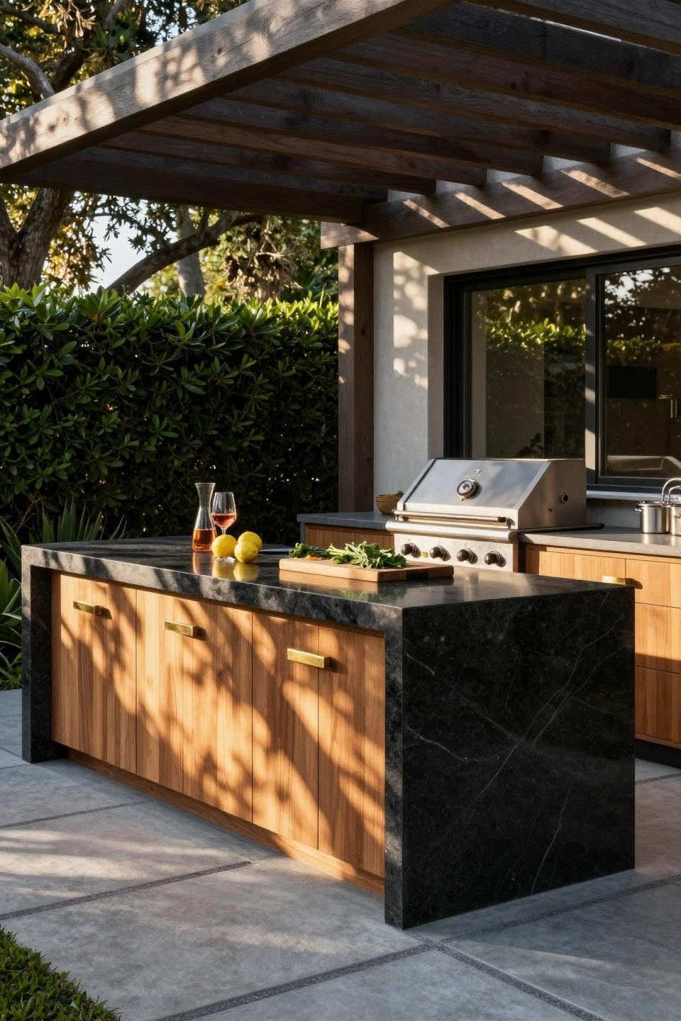 Backyard Outdoor Kitchen - modern grill island design