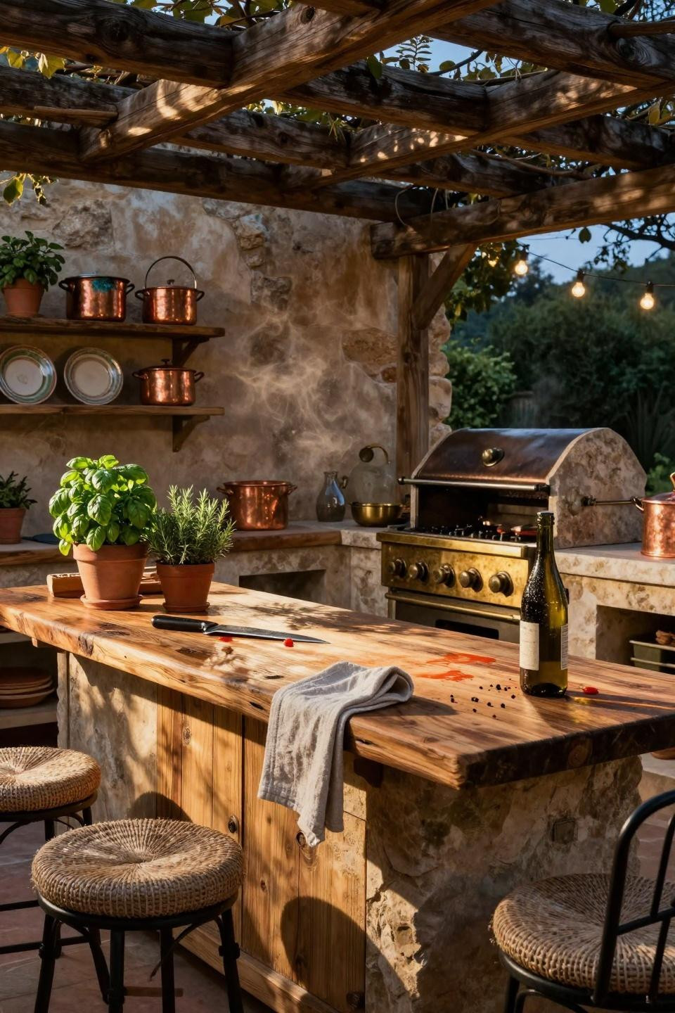 Backyard Outdoor Kitchen - sun-drenched countryside kitchen