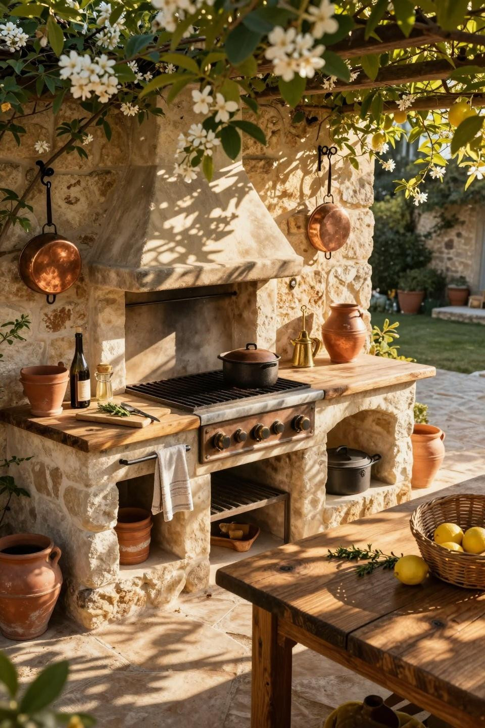 Backyard Outdoor Kitchen - overhead view with grill