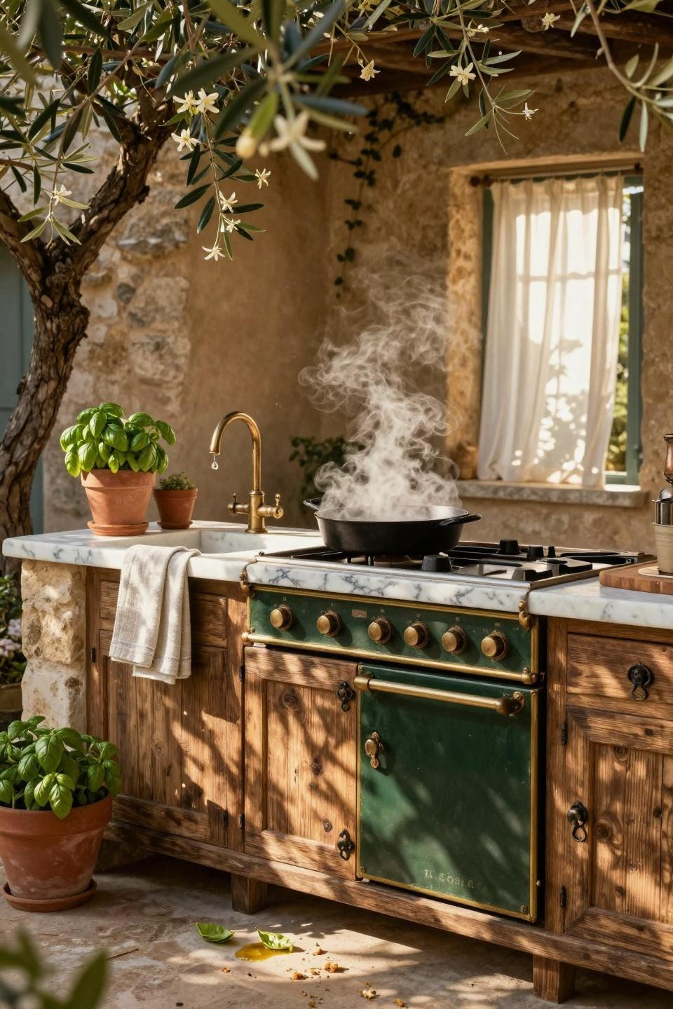 Backyard Outdoor Kitchen - jewel-box rustic design