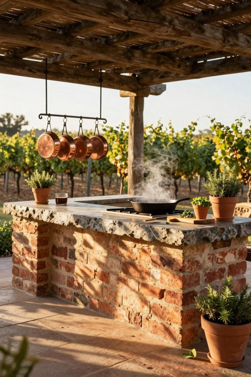 Backyard Outdoor Kitchen - affordable brick construction