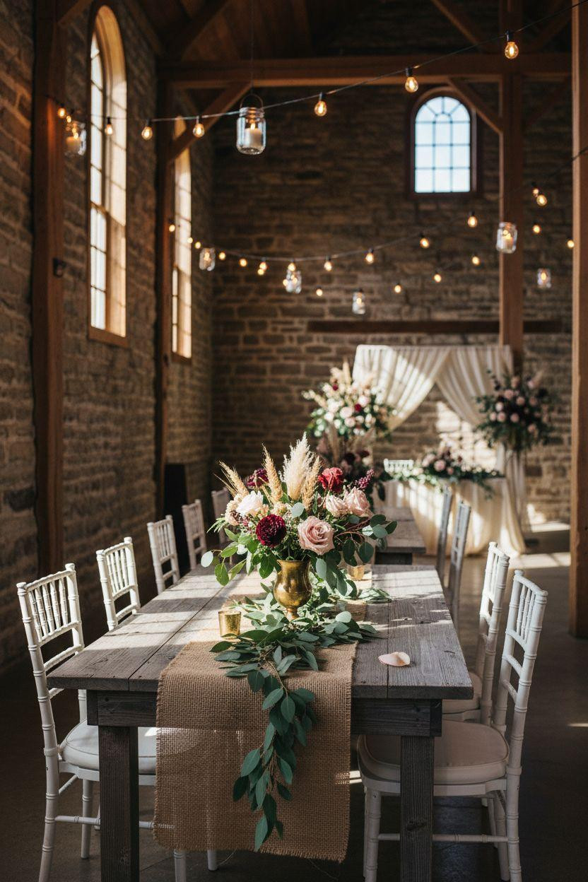 Barn Wedding Decorations - rich color palette barn reception