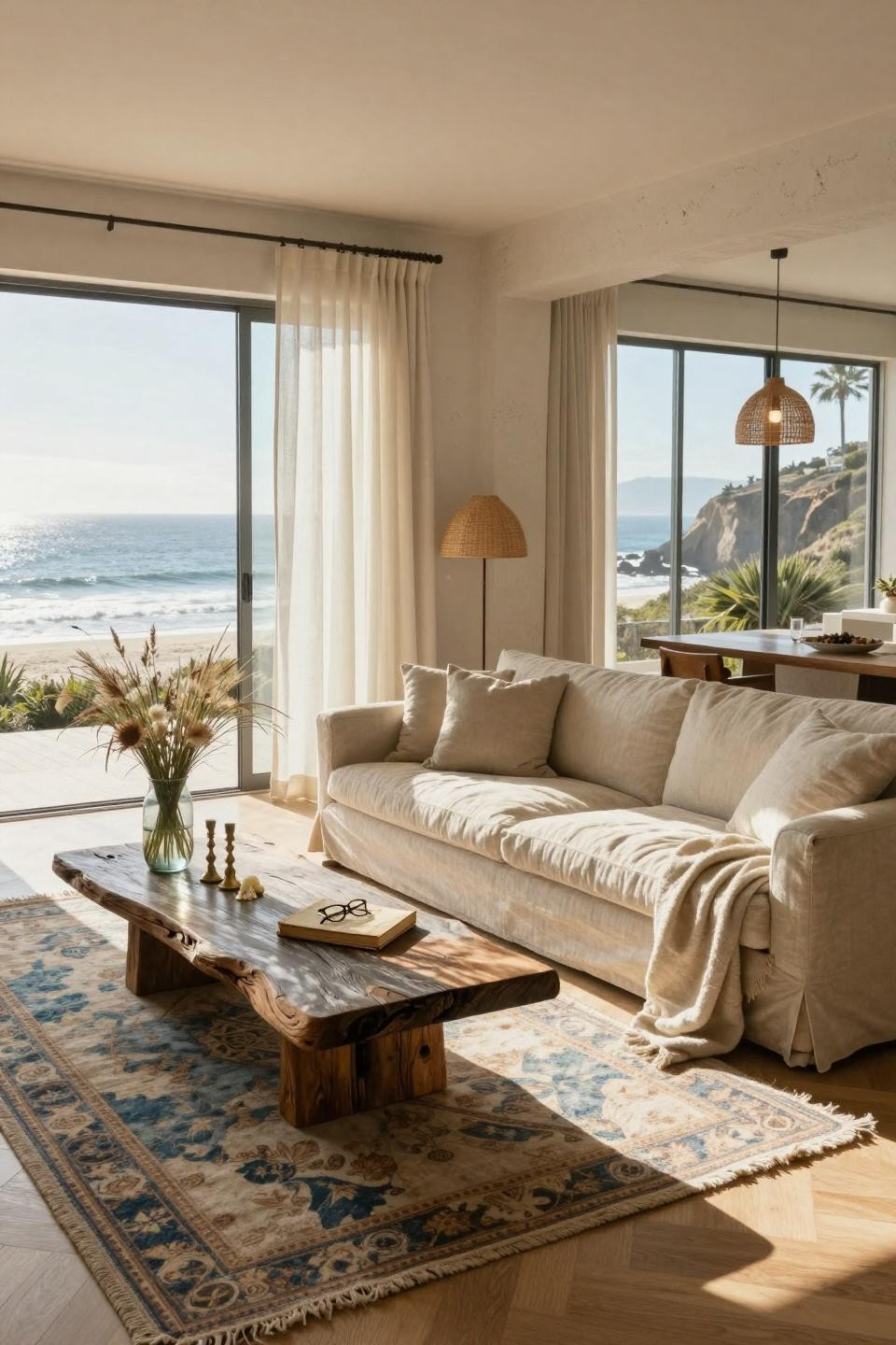Beachy Living Room penthouse with ocean views