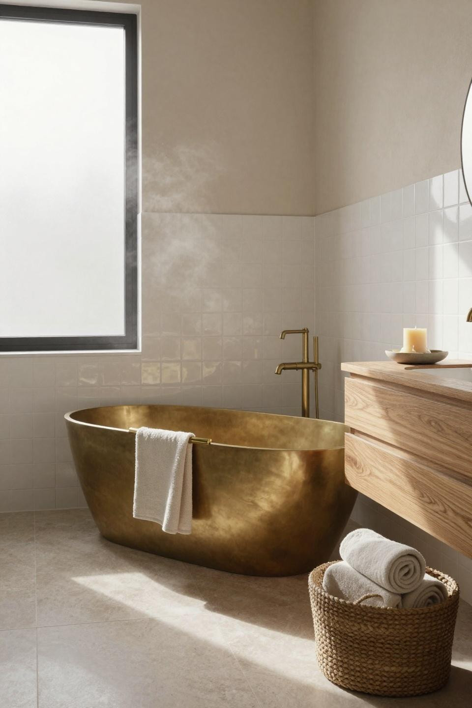Beige Bathroom Ideas - Copenhagen townhouse with zellige tile
