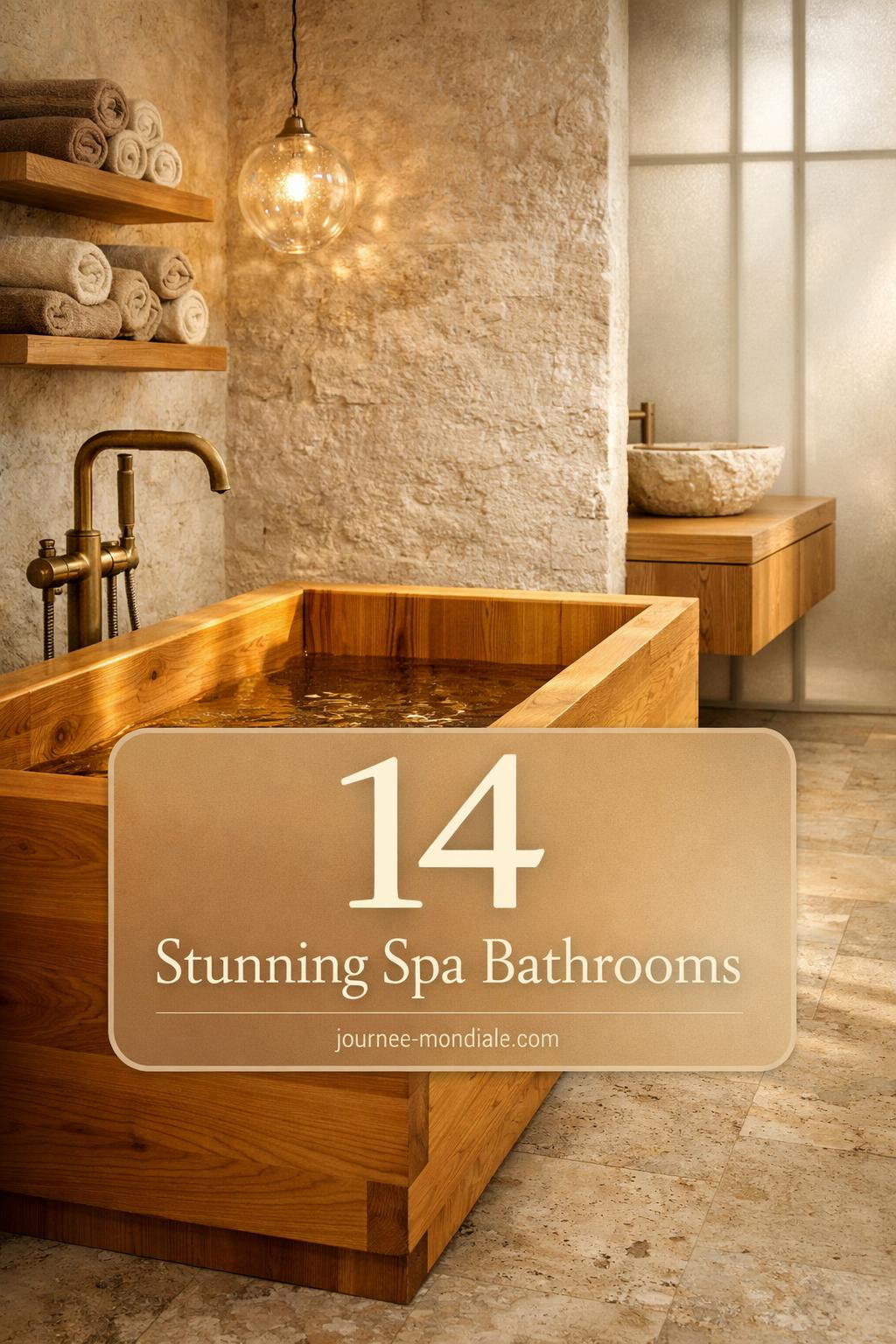 Serene beige and white bathroom featuring Japandi design with wooden vanity, cream walls, natural textures, minimalist decor