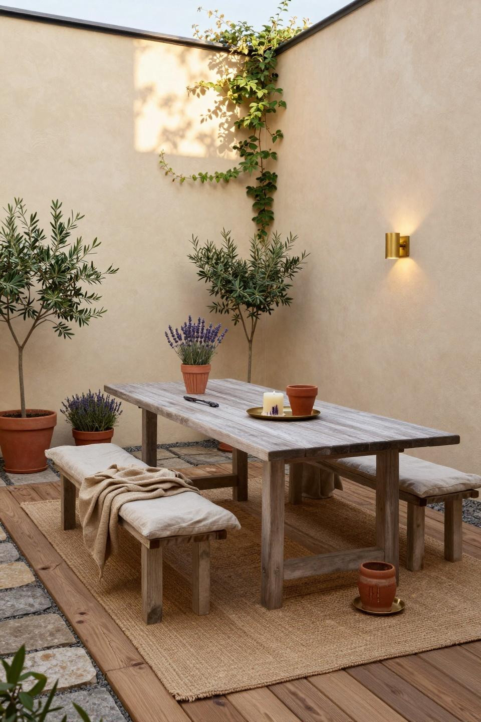 Bloxburg backyard ideas - minimalist courtyard with potted herbs
