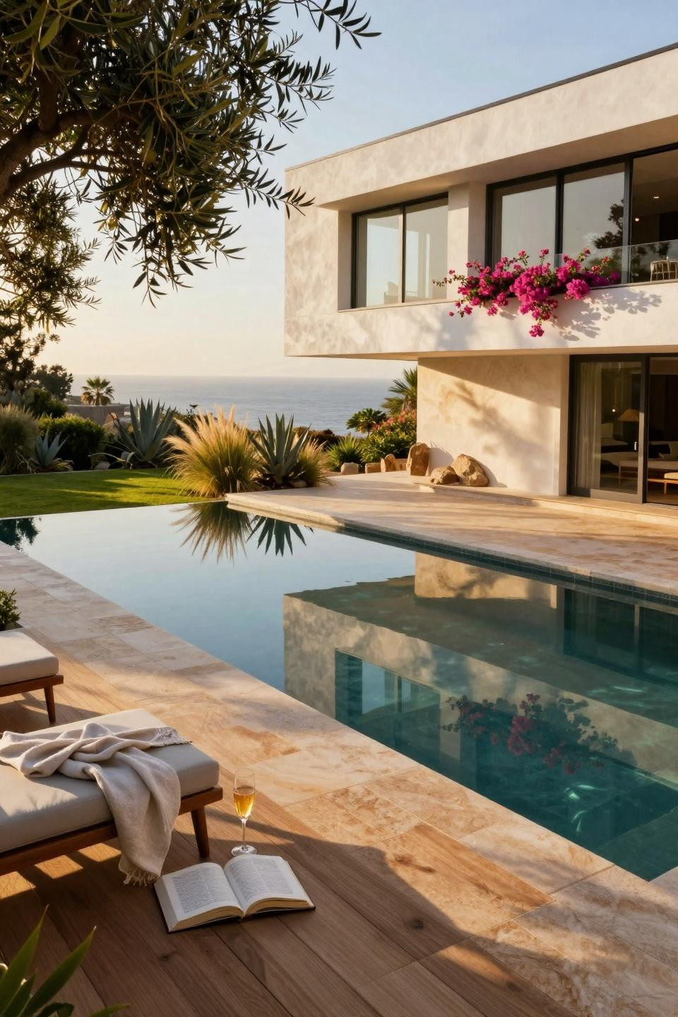 Bloxburg Mansion Ideas - coastal mansion exterior with pool