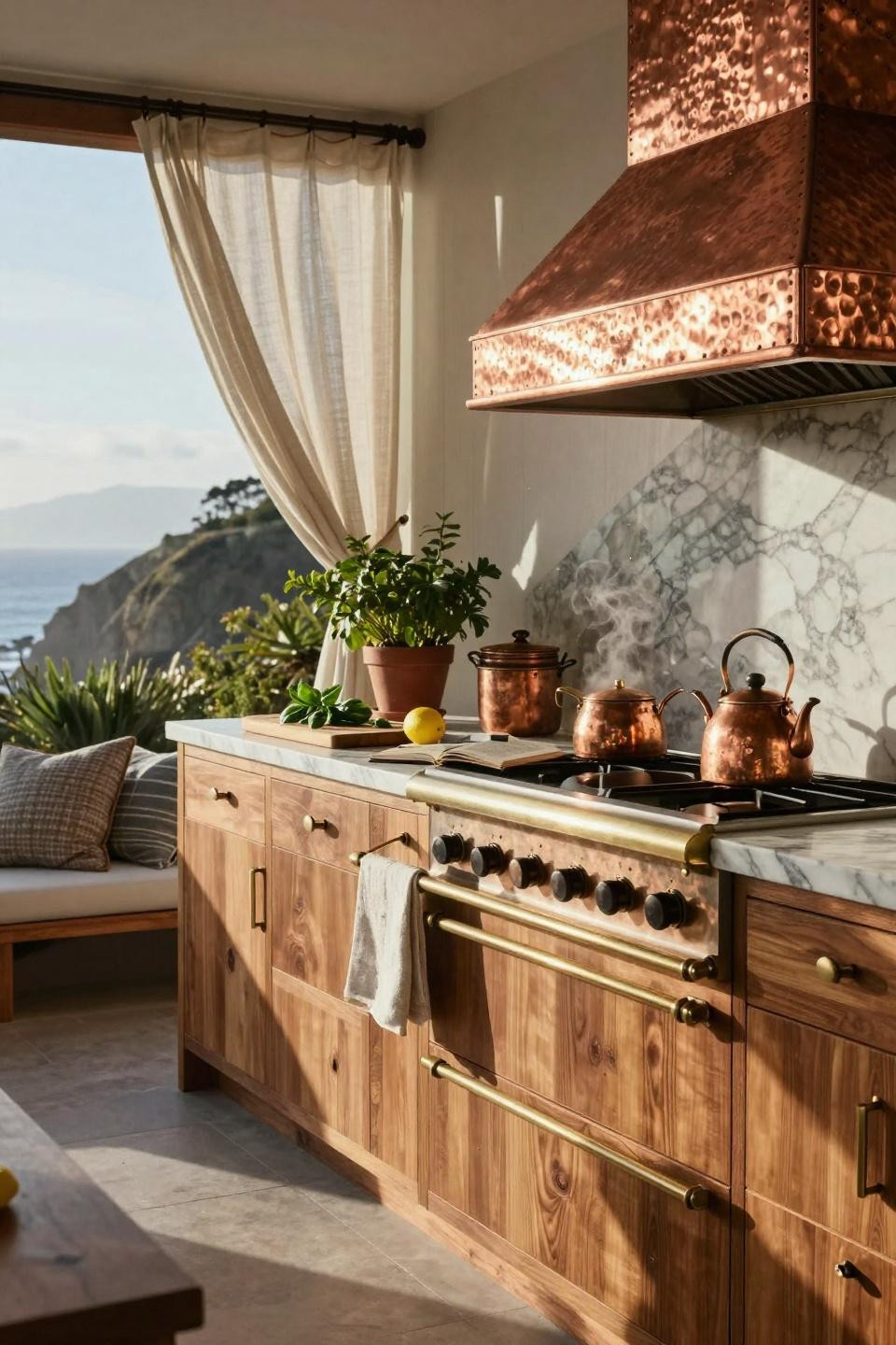 Bloxburg backyard ideas - outdoor kitchen with marble countertops