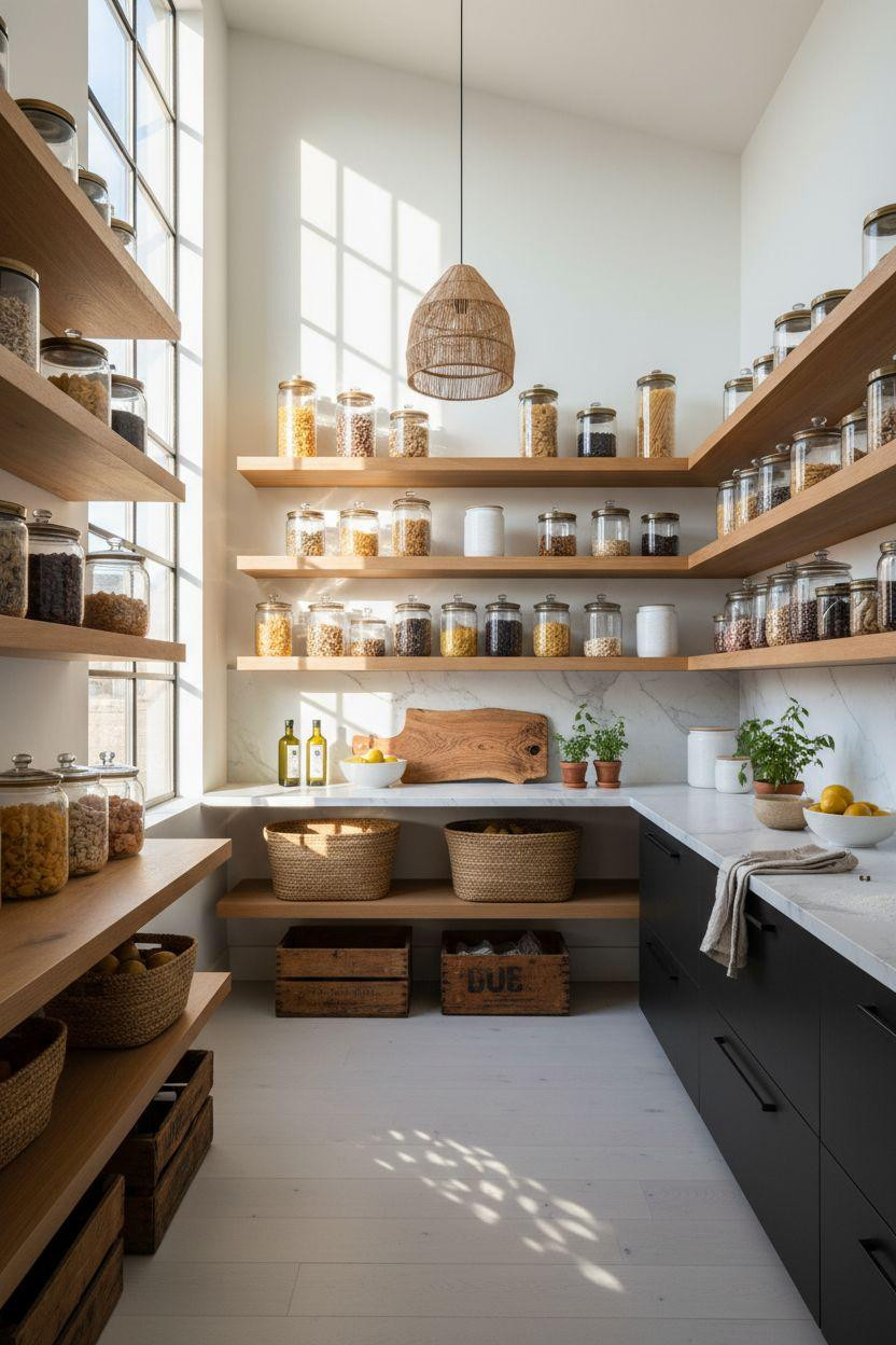 Bloxburg Pantry Ideas - wide-angle luxury pantry with architectural details