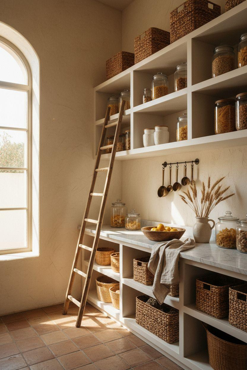 Bloxburg Pantry Ideas - Mediterranean arched window with terracotta tones