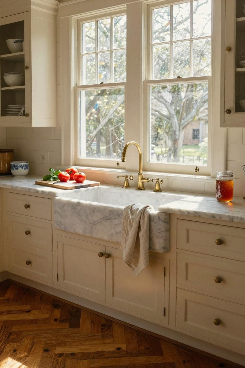 Classic southern home decor - farmhouse kitchen sink area