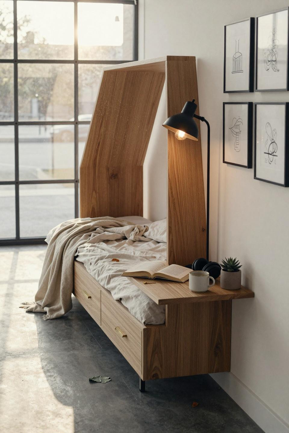 College dorm ideas with platform bed and storage