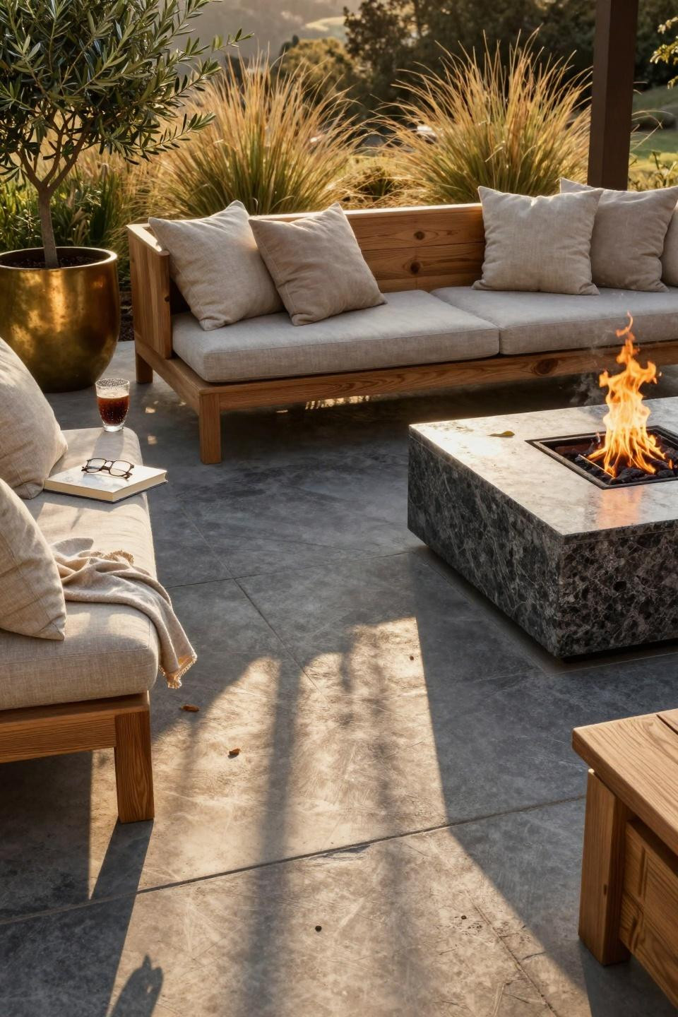 Concrete Patio Ideas - geometric patterns for wine country