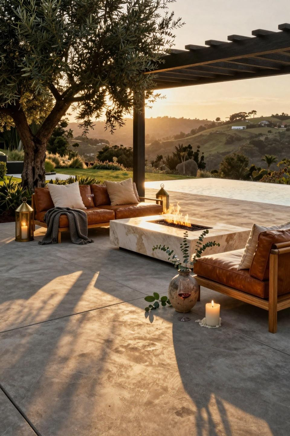 Concrete Patio Ideas - fire table focal point
