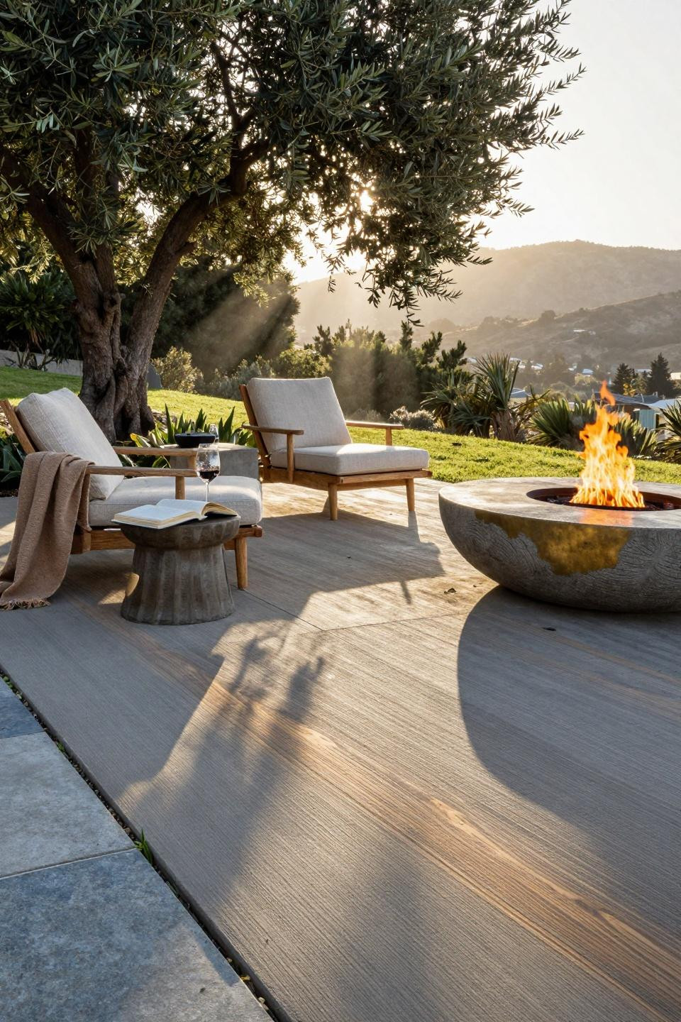 Concrete Patio Ideas - wood grain stamping for hillsides