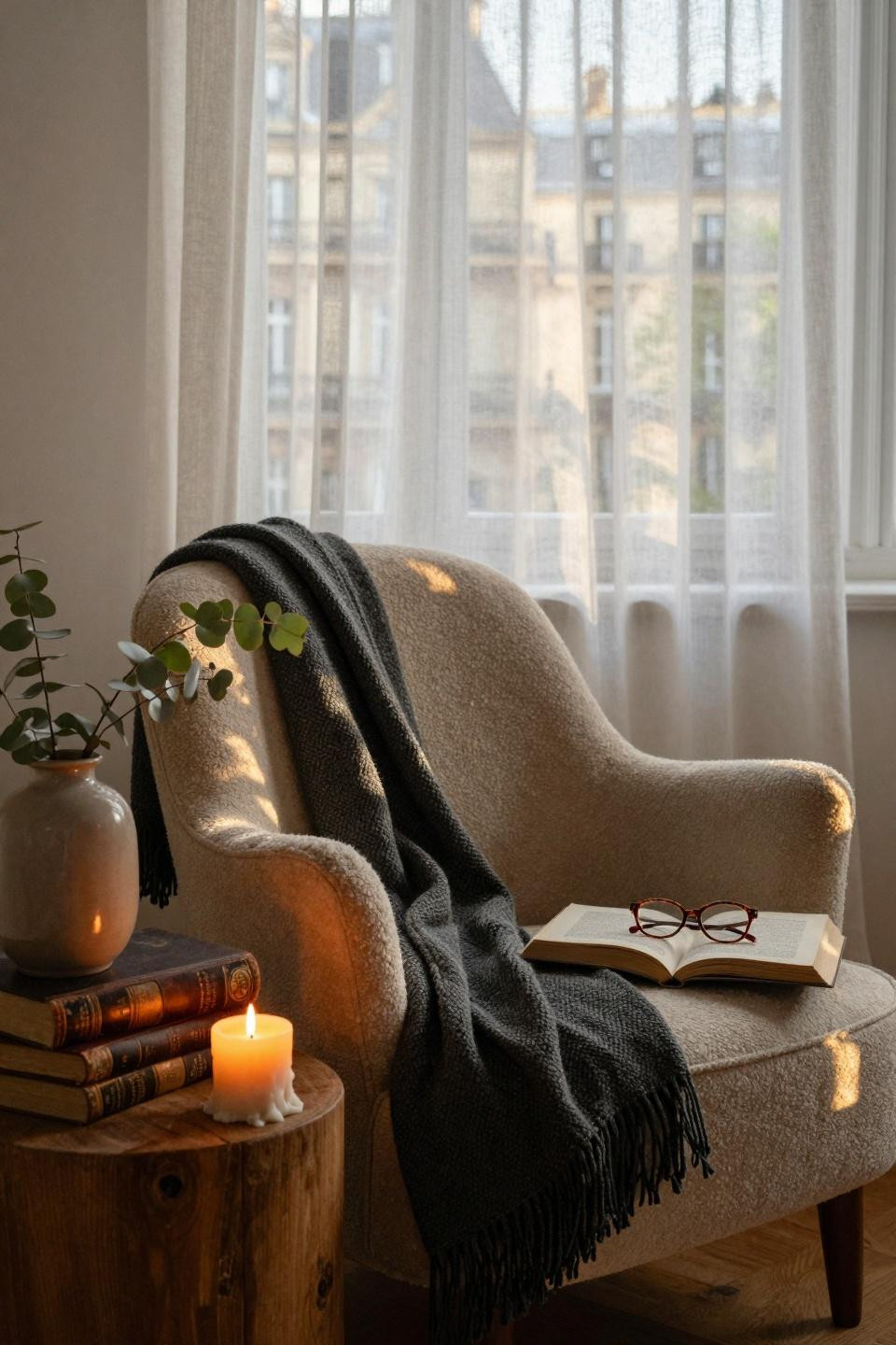 rest corner ideas - intimate corner with textile layers