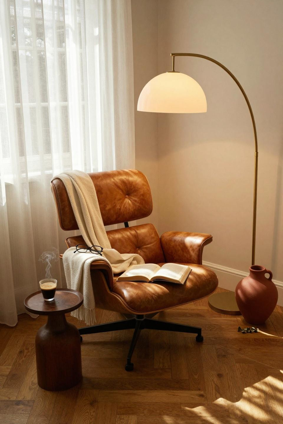 rest corner ideas - Parisian style with statement lighting