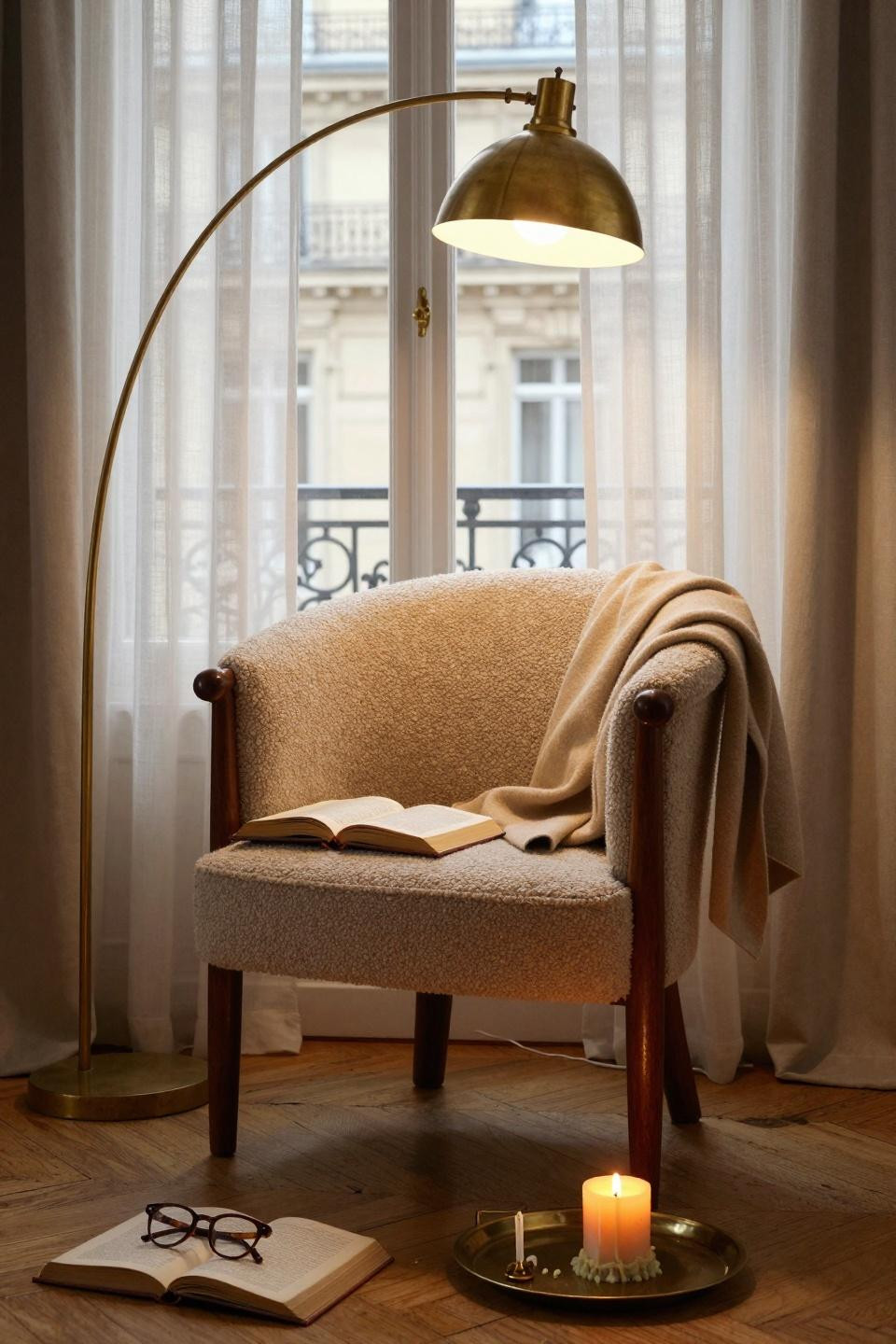 rest corner ideas - classic reading corner with rich wood tones