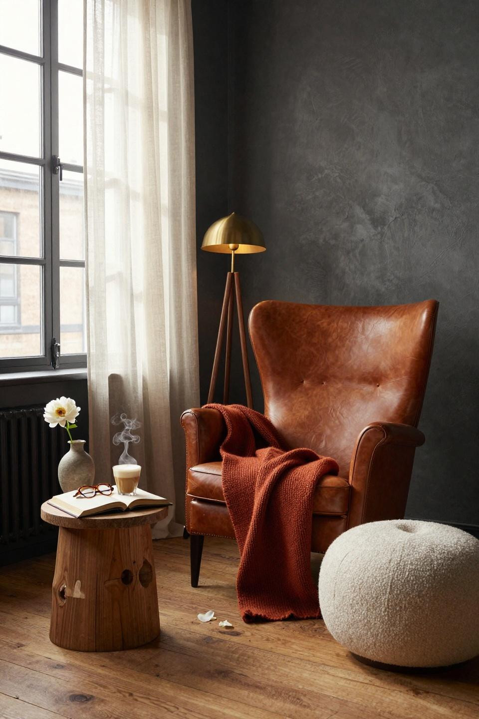 rest corner ideas - Scandinavian corner with dramatic natural light