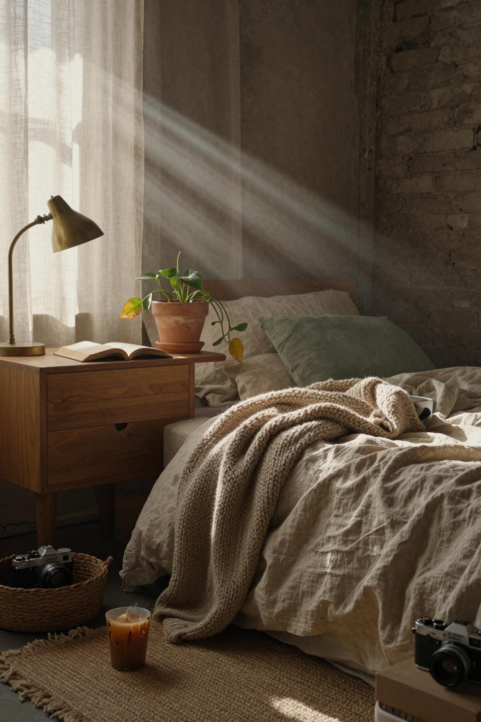 Comfy dorm room - gauze curtains and floating desk