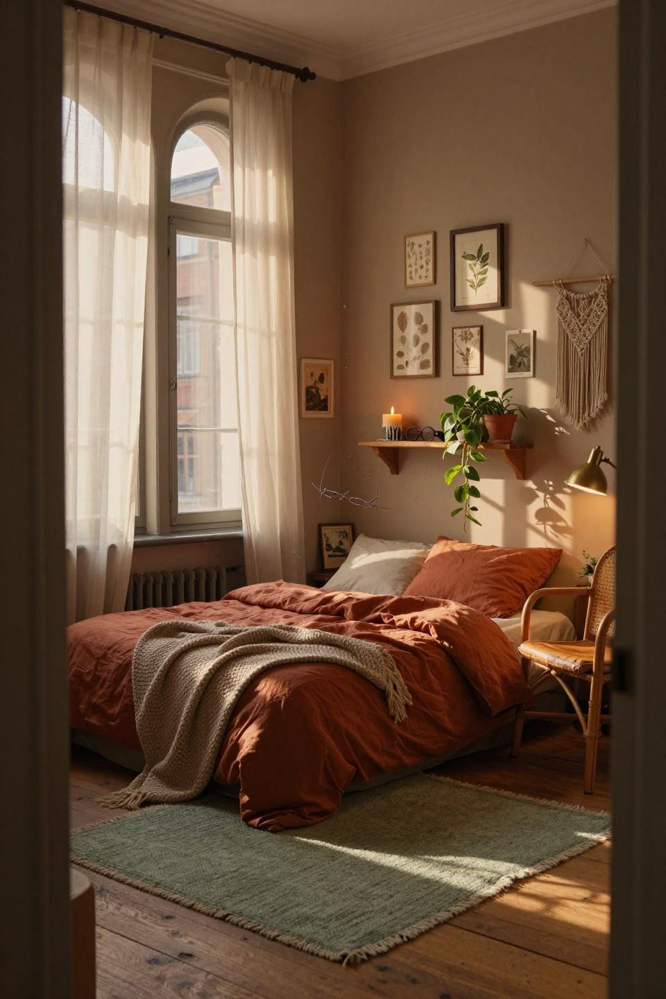 Green dorm room aesthetic - pothos and open paperback