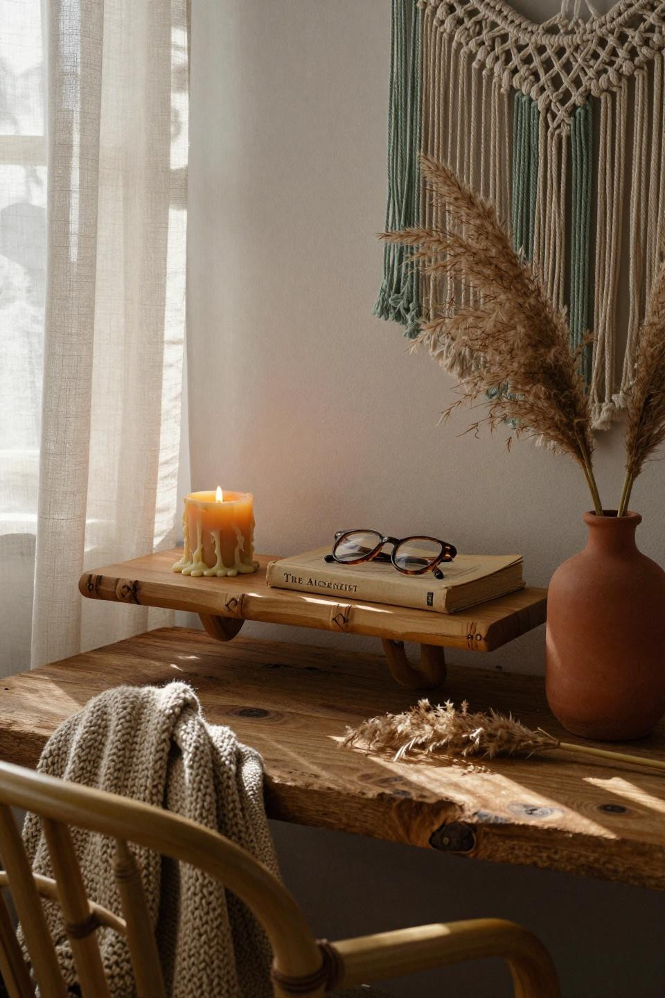 Boho dorm room ideas colleges - beeswax candle and vintage book