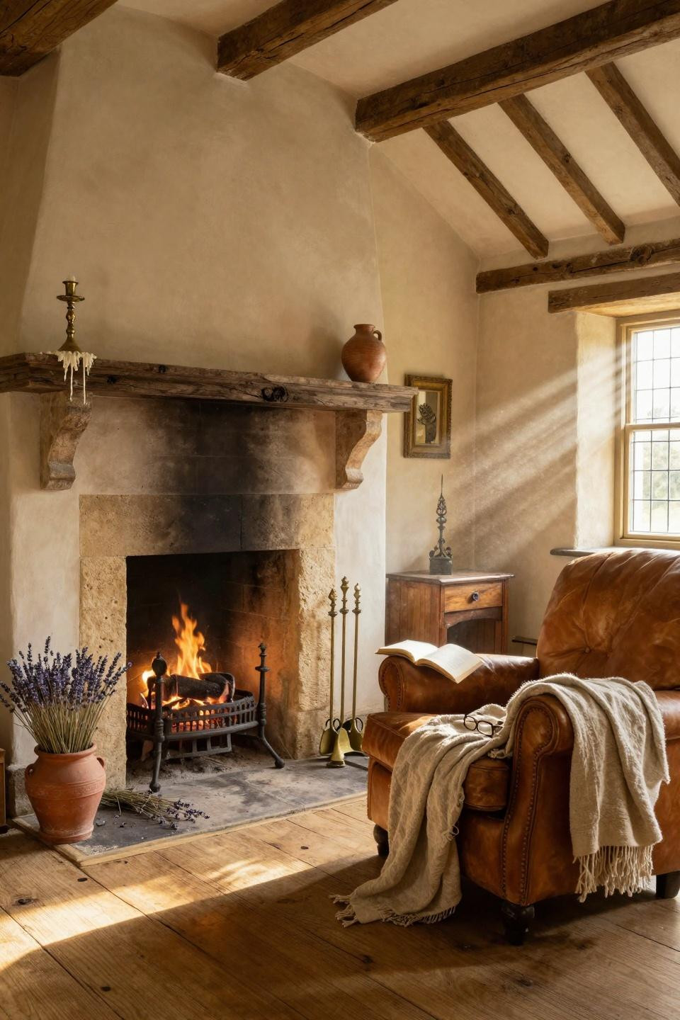 farmhouse fireplace decor with cottage charm and crackling fire