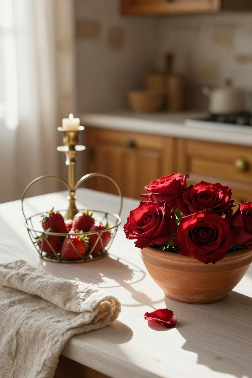 Valentines decorations for home with terracotta accents