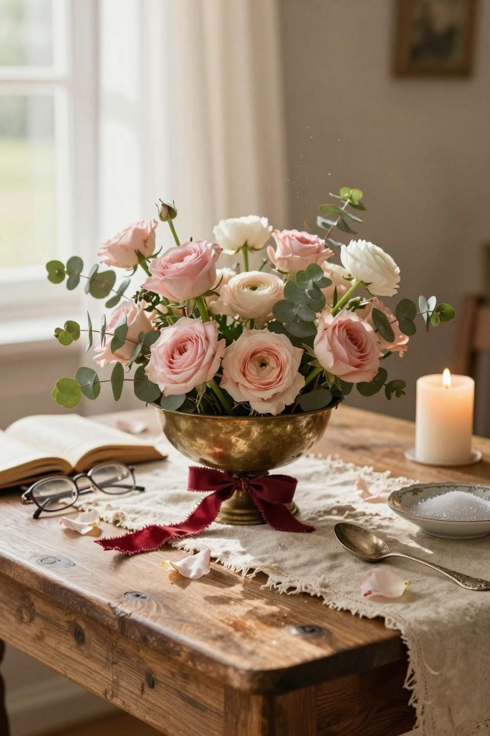 Valentines decorations for home on dining table