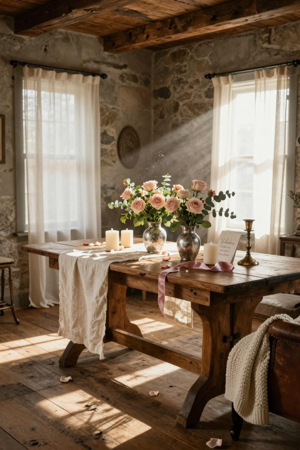 Valentines decorations for home in farmhouse living room