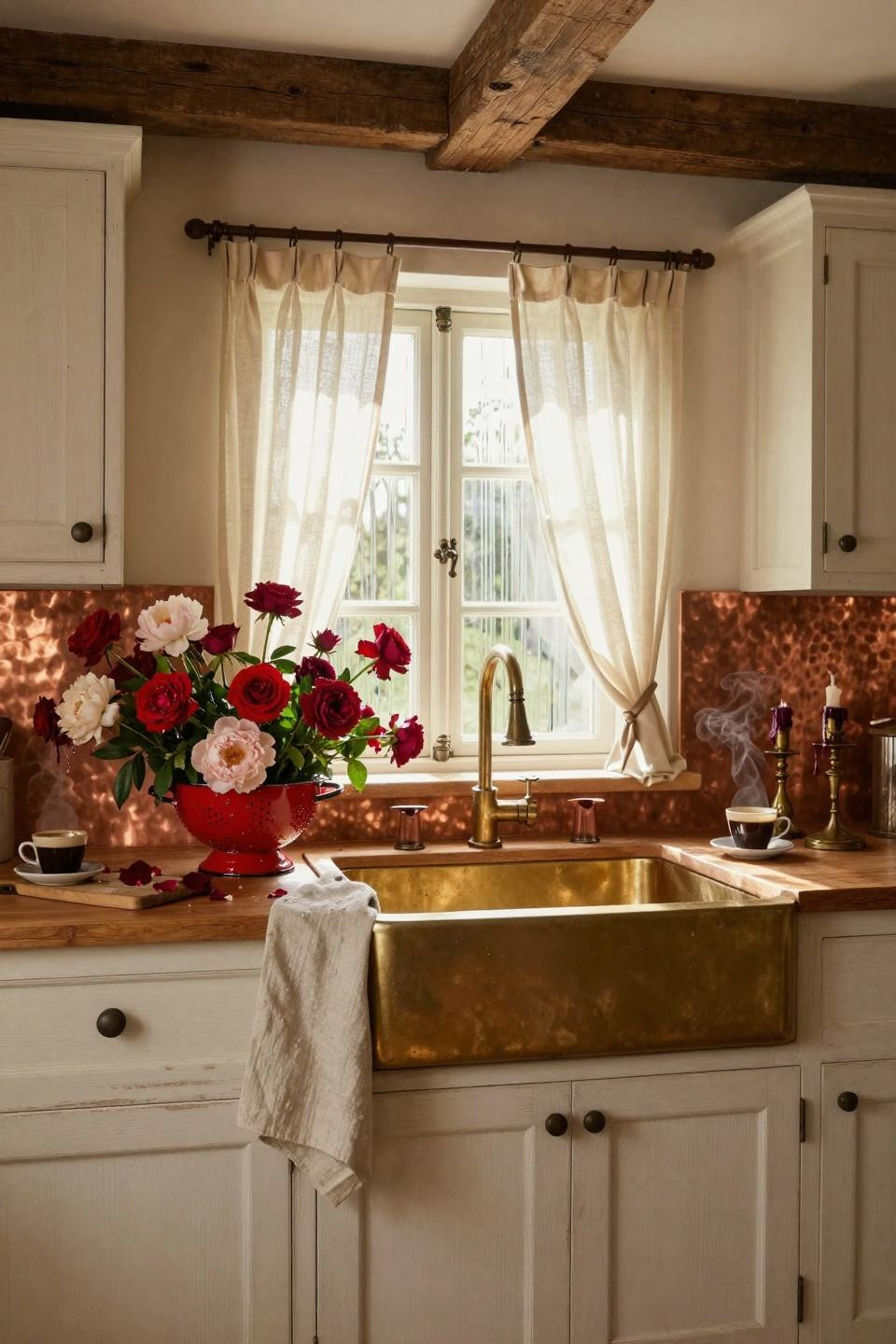 Valentines decorations for home near farmhouse sink