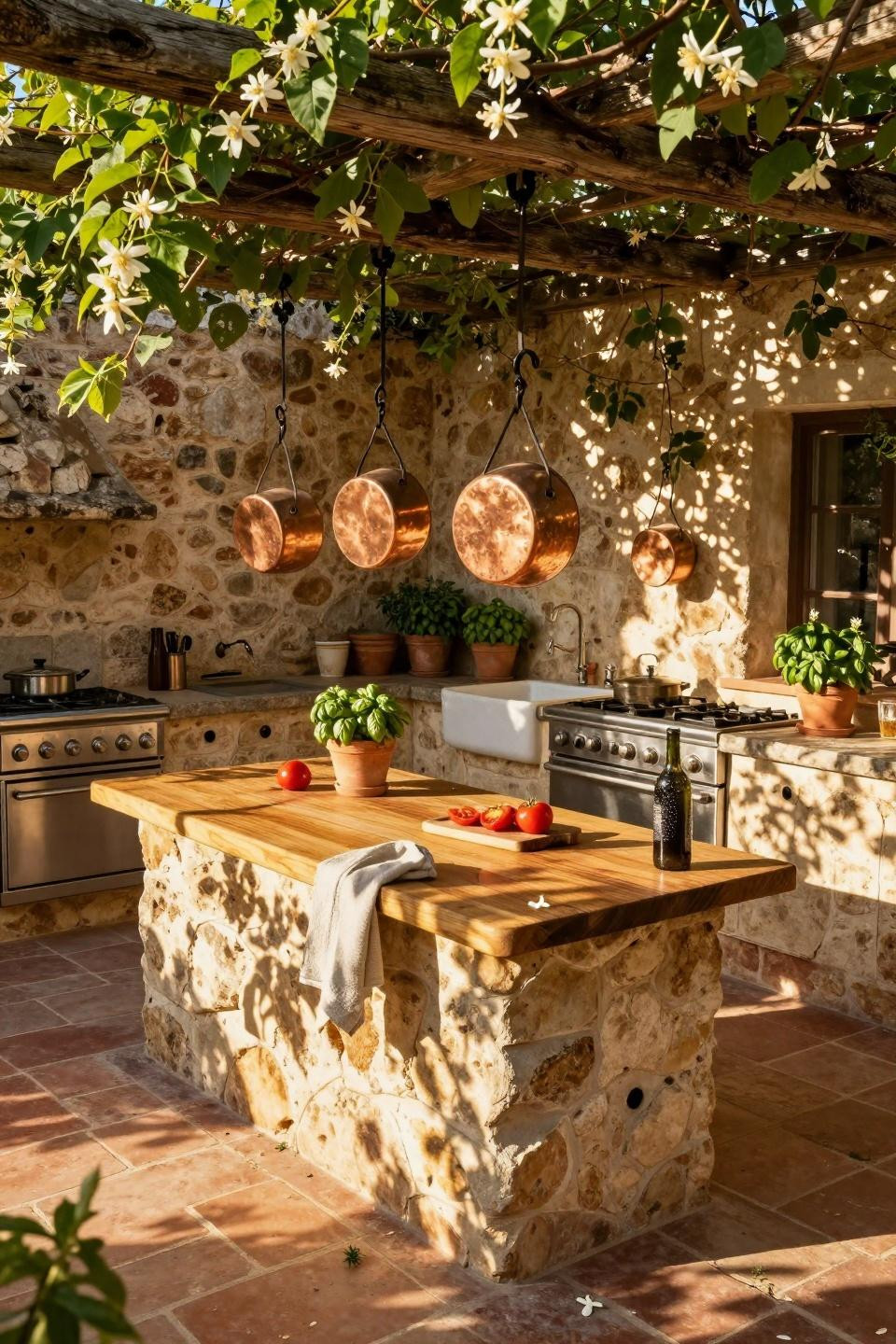 Backyard Outdoor Kitchen - garden integrated cooking space