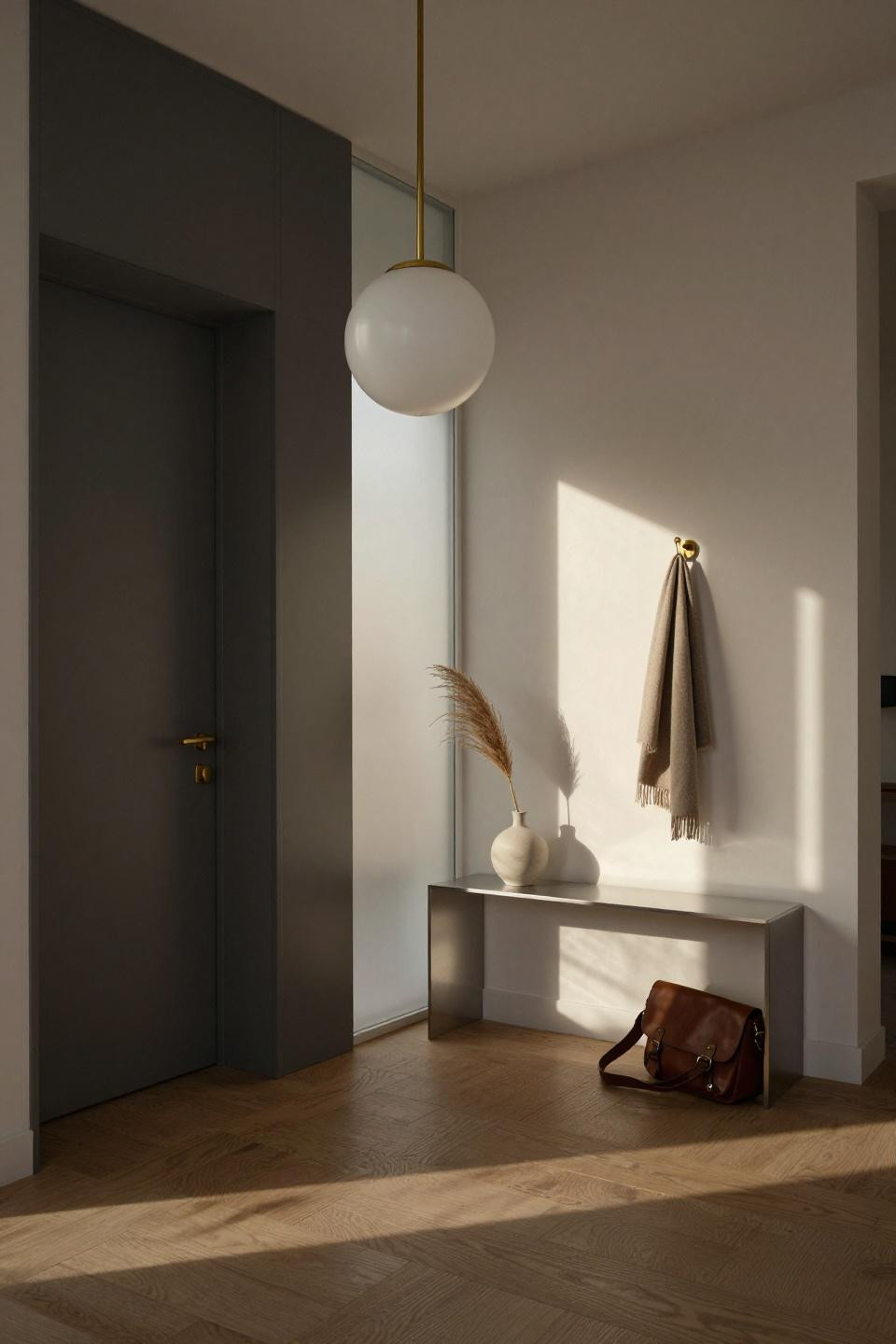 high wainscoting - modern charcoal panels extending to door height