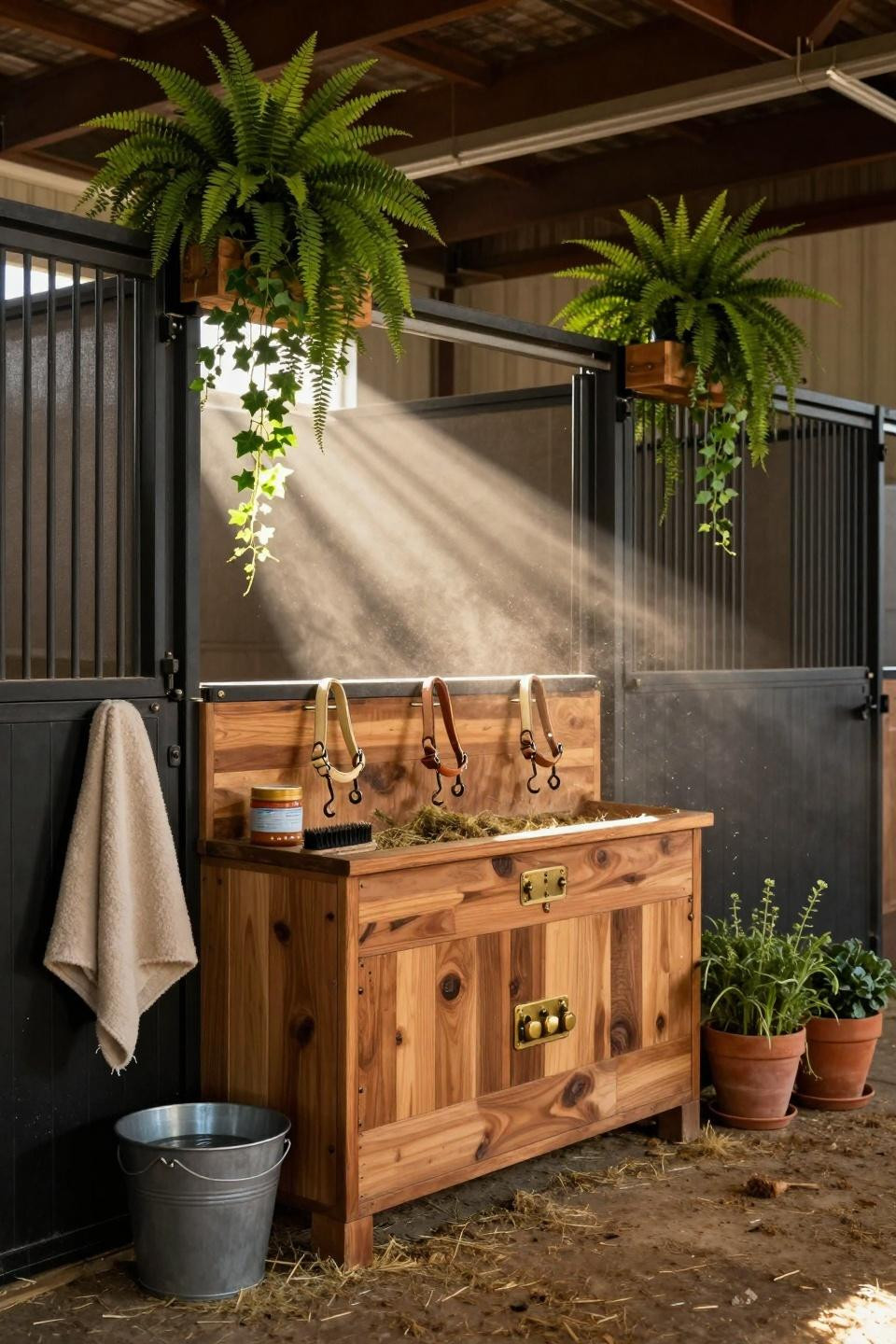 Horse barn ideas stables with plants and natural elements