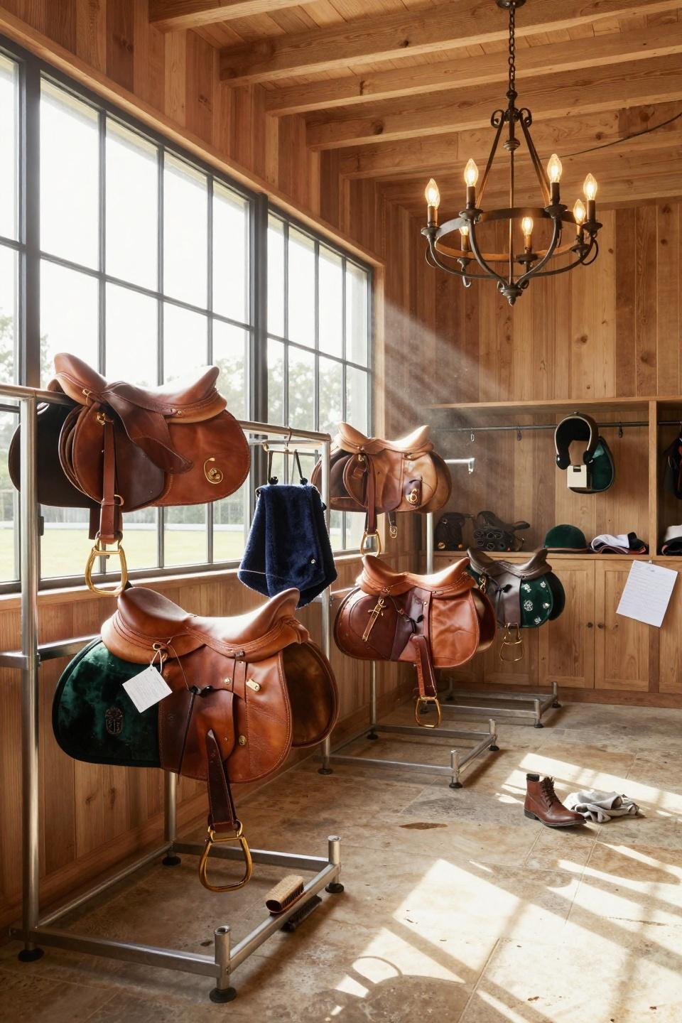 Horse barn ideas stables featuring organized tack room