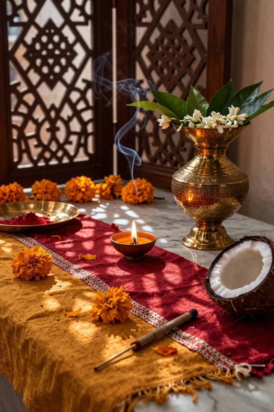 house warming party ideas - traditional Indian celebration table