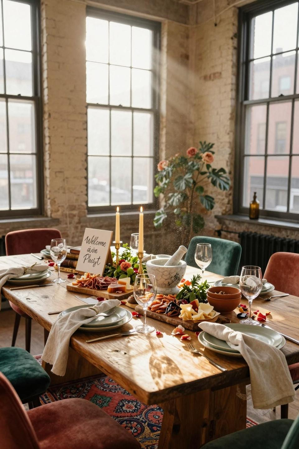 house warming party ideas - eclectic dining table celebration